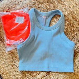 Free People Movement-Game Time Cami -Racerback - Light Blue and Orange